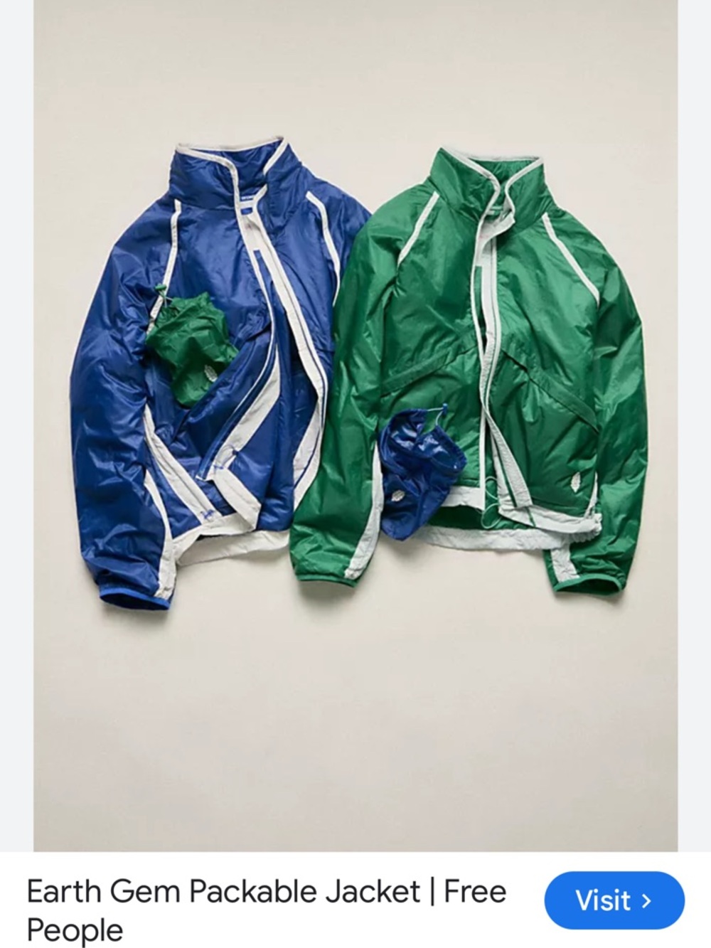 FP Movement by Free People Packable Windbreaker Jacket - Blue Available only